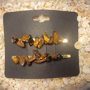 GENUINE Tigers Eye Gemstone Hair Pin Set